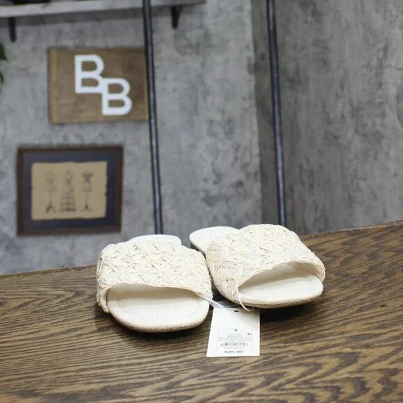 NWT A New Day Womens Ariella Woven Raffia Slide Sandals 92609192 White 9M - Picture 7 of 10